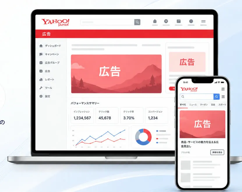Yahoo!広告ダッシュボードのイメージ（PC・スマートフォン）